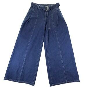 Cider Womens High Waisted Wide Leg Belted Jeans Dark Wash Blue Size M CD20230928